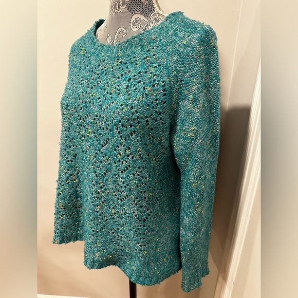 Kensie Sweater Women's XL Blue Open Knit Long Sleeve Pullover Color Speckle - Picture 1 of 10